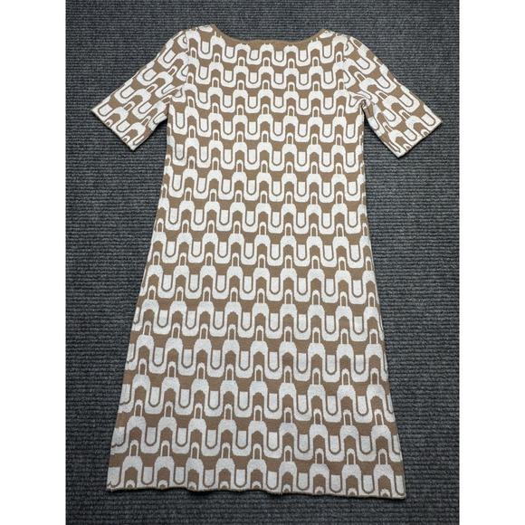 Nicole Miller New York Dress Womens XS Beige Geometric Knit Shift Pockets New - Picture 8 of 8